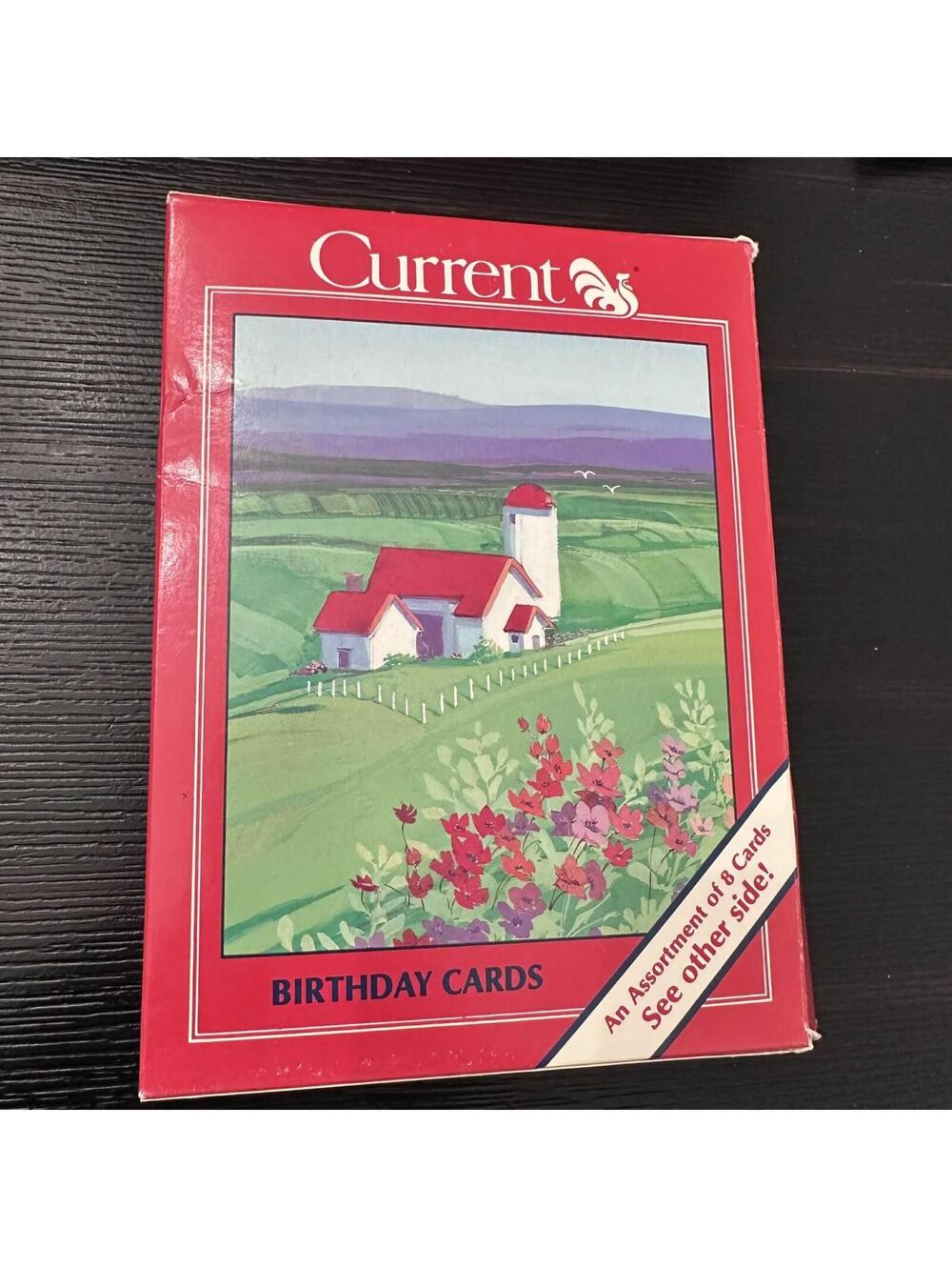 Vintage Current Inc Birthday Card Box Set Unused Complete 8 Cards Envelopes NOS